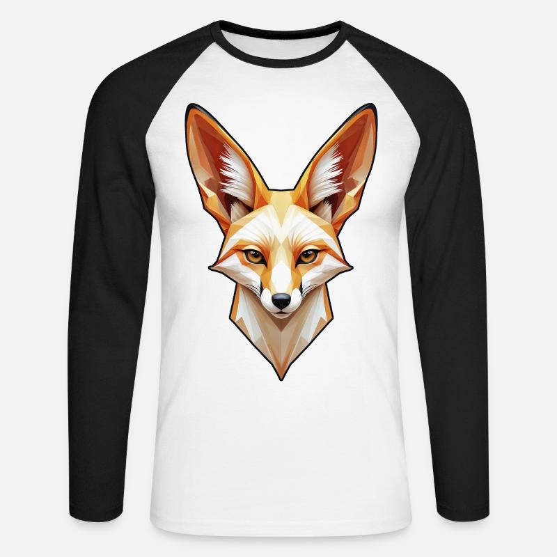 Fennec-Kopf in Farbe - Unisex Baseballshirt langarm - Weiß/Schwarz
