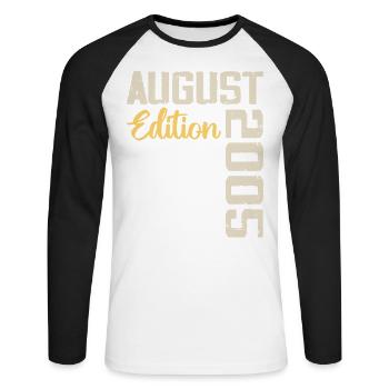 Anniversaire Août 2005 - Edition Limitée Août 2005 - T-shirt baseball manches longues Homme - blanc/noir - Devant - Nik (191cm)