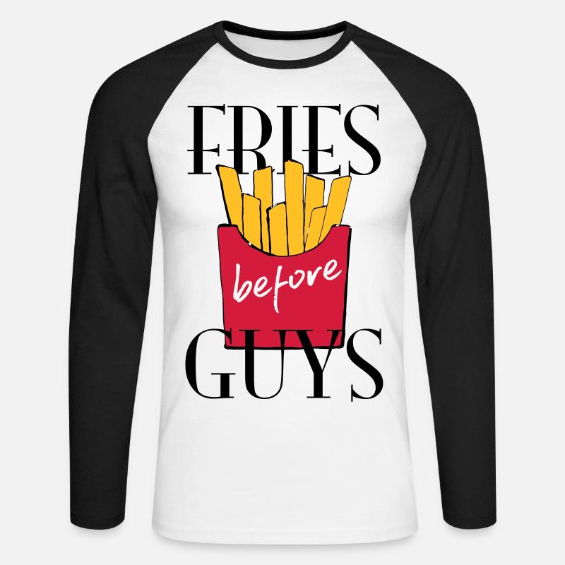 Pommes - Unisex Baseballshirt langarm - Weiß/Schwarz