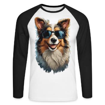 Border Collie Friend Companion Dogs Design - Unisex Long Sleeve Baseball T-Shirt - white/black - Front - Nik (191cm)
