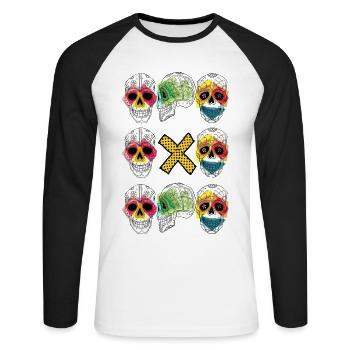 TRIO DE CRÂNES - T-shirt baseball manches longues Homme - blanc/noir - Devant - Nik (191cm)