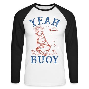 ja Boje Grafik - Unisex Baseballshirt langarm - Weiß/Schwarz - Vorne - Nik (191cm)