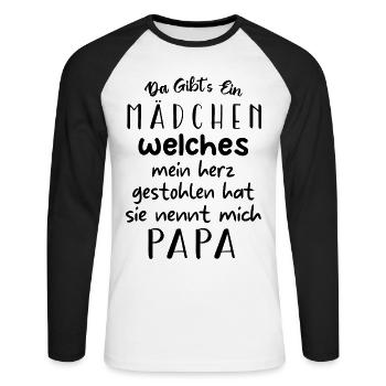 da gibt's ein madchen welches mein herz gestohlen - Unisex Baseballshirt langarm - Weiß/Schwarz - Vorne - Nik (191cm)