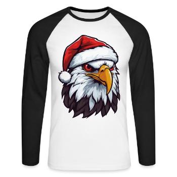 Eagle Portrait Christmas - Unisex Long Sleeve Baseball T-Shirt - white/black - Front - Nik (191cm)