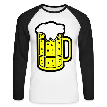 Chope de bière symbole de bière Cheers - T-shirt baseball manches longues Homme - blanc/noir - Devant - Nik (191cm)