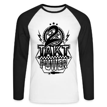2-Takt-Power / Zweitakt Power - Unisex Baseballshirt langarm - Weiß/Schwarz - Vorne - Nik (191cm)
