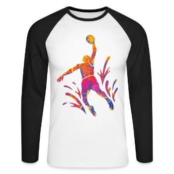 Basketteur Coloré Paint Slam Dunk Sports - T-shirt baseball manches longues Homme - blanc/noir - Devant - Nik (191cm)