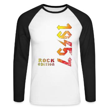 Birthday Rock Edition 1957 - T-shirt baseball manches longues Homme - blanc/noir - Devant - Nik (191cm)