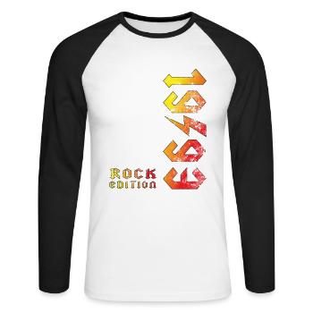 Birthday Rock Edition 1993 - T-shirt baseball manches longues Homme - blanc/noir - Devant - Nik (191cm)