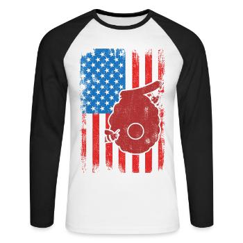 Apiculteur américain patriote - T-shirt baseball manches longues Homme - blanc/noir - Devant - Nik (191cm)