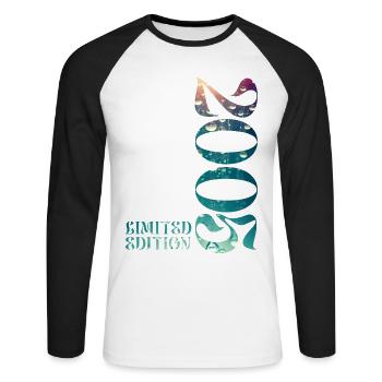 2005 Edition Limitée 2005 Vintage Anniversaire - T-shirt baseball manches longues Homme - blanc/noir - Devant - Nik (191cm)