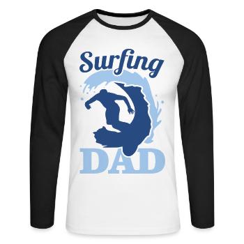 Surfer Vater - Unisex Baseballshirt langarm - Weiß/Schwarz - Vorne - Nik (191cm)