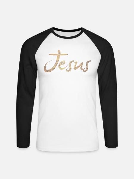 Jesus - Unisex Long Sleeve Baseball T-Shirt - white/black