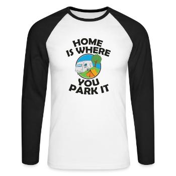 caravane - T-shirt baseball manches longues Homme - blanc/noir - Devant - Nik (191cm)