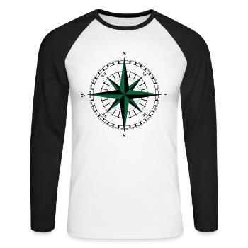 COMPASS WIND ROSE T-SHIRT HIKING SAILER - Unisex Long Sleeve Baseball T-Shirt - white/black - Front - Nik (191cm)
