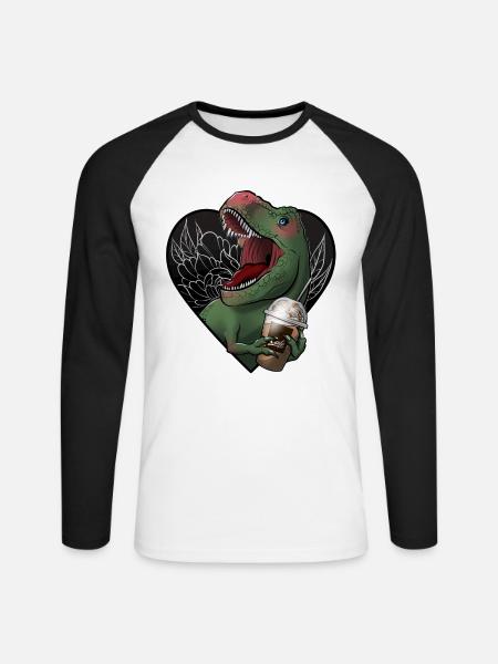 T-Rex und Karamell Frappe Print - Unisex Baseballshirt langarm - Weiß/Schwarz