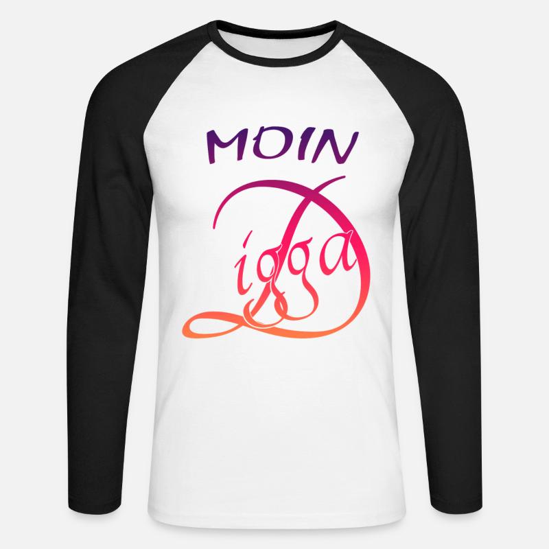 Moin Digga - Unisex Baseballshirt langarm - Weiß/Schwarz
