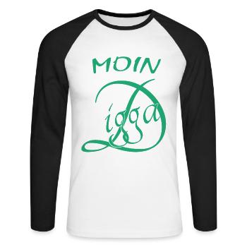 Moin Digga - Unisex Baseballshirt langarm - Weiß/Schwarz - Vorne - Nik (191cm)