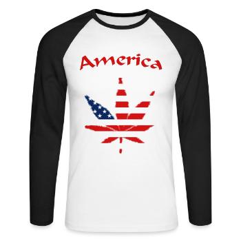 America, USA, United States of America - Unisex Baseballshirt langarm - Weiß/Schwarz - Vorne - Nik (191cm)