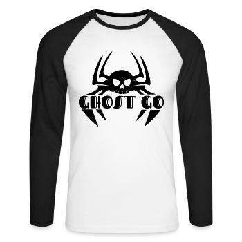 Ghost Go Gruselige Saison - Unisex Baseballshirt langarm - Weiß/Schwarz - Vorne - Nik (191cm)