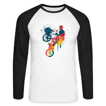 Bmx - T-shirt baseball manches longues Homme - blanc/noir - Devant - Nik (191cm)