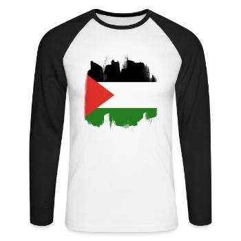 Palestine - Unisex Long Sleeve Baseball T-Shirt - white/black - Front - Nik (191cm)