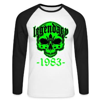 Légendaire depuis 1979 | du crâne Les couleurs peuvent être modifiées - T-shirt baseball manches longues Homme - blanc/noir - Devant - Nik (191cm)