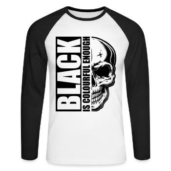 black colourful enough skull | Colors can be changed - Unisex Long Sleeve Baseball T-Shirt - white/black - Front - Nik (191cm)