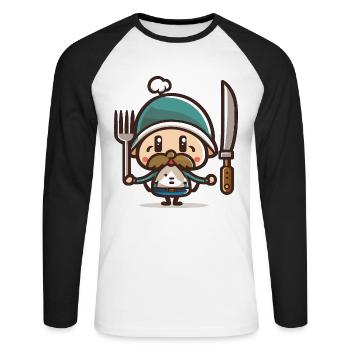Thanksgiving Pilgrim - Unisex Long Sleeve Baseball T-Shirt - white/black - Front - Nik (191cm)