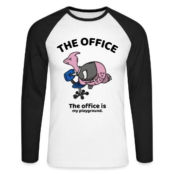 The office is my playground - The office - Unisex Baseballshirt langarm - Weiß/Schwarz - Vorne - Nik (191cm)