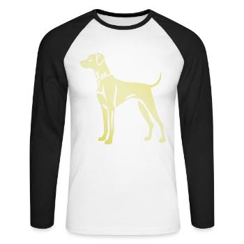 Silhouette de chien dogue allemand - T-shirt baseball manches longues Homme - blanc/noir - Devant - Nik (191cm)