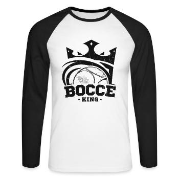 Le roi de la pétanque dit la boule de pétanque avec Jack Bocci Game - T-shirt baseball manches longues Homme - blanc/noir - Devant - Nik (191cm)