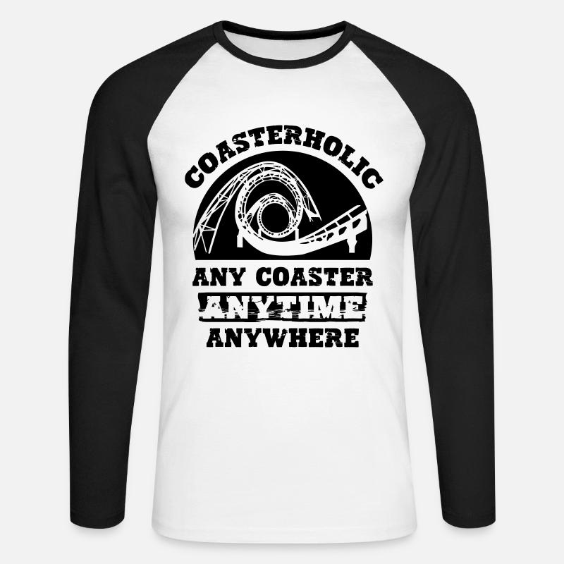 Coasterholic Roller Coaster - Unisex Long Sleeve Baseball T-Shirt - white/black