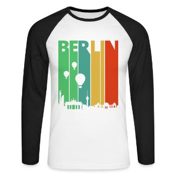 Vintage Retro Berlin.Germany. Cityscape. Skyline. - Unisex Long Sleeve Baseball T-Shirt - white/black - Front - Nik (191cm)