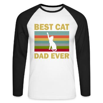 Best cat dad ever best cat dad kitten - Unisex Long Sleeve Baseball T-Shirt - white/black - Front - Nik (191cm)