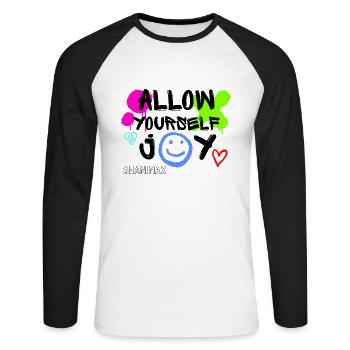 SHANIMAX Joie et bonheur - T-shirt baseball manches longues Homme - blanc/noir - Devant - Nik (191cm)