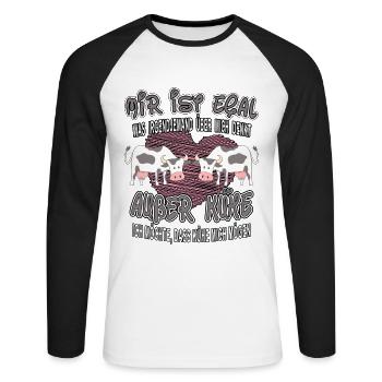 kuh möcht das kühe mich mögen bio muh top landwirt - Unisex Baseballshirt langarm - Weiß/Schwarz - Vorne - Nik (191cm)