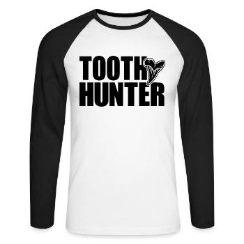 Tooth Hunter Tooth Hunter Shark Tooth Shark Tooth Teeth - Unisex Long Sleeve Baseball T-Shirt - white/black - Front - Nik (191cm)