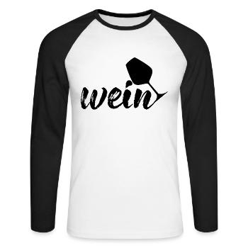 Wein, schwarz - Unisex Baseballshirt langarm - Weiß/Schwarz - Vorne - Nik (191cm)
