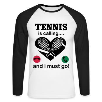 Tennis Is Calling And I Must Go - Unisex Long Sleeve Baseball T-Shirt - white/black - Front - Nik (191cm)