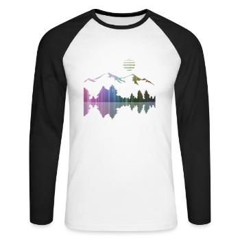 Paysage, art, montagnes, forêt, street art, désert - T-shirt baseball manches longues Homme - blanc/noir - Devant - Nik (191cm)
