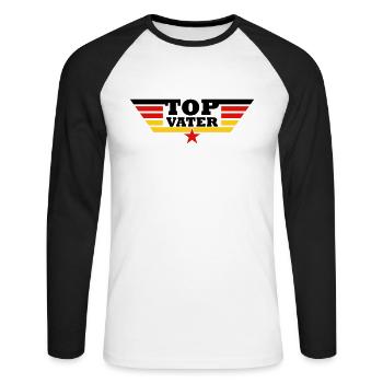 Vater und Sohn - Unisex Baseballshirt langarm - Weiß/Schwarz - Vorne - Nik (191cm)