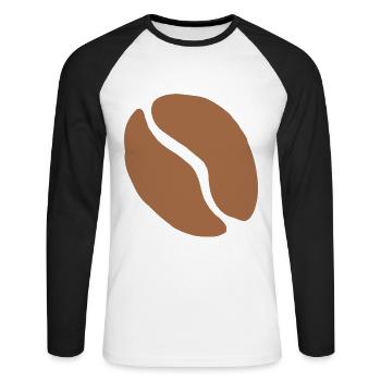 Café en grains de café tasse café caféine cadeau - T-shirt baseball manches longues Homme - blanc/noir - Devant - Nik (191cm)