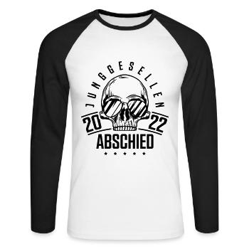 junggesellenabschied 2022 skelett - Unisex Baseballshirt langarm - Weiß/Schwarz - Vorne - Nik (191cm)