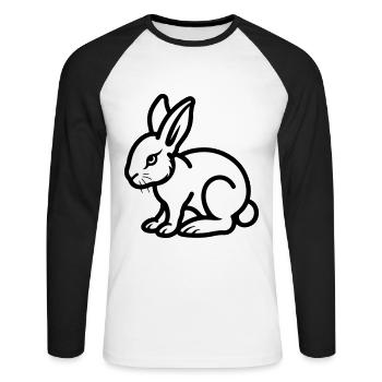 Hase Ostern - Unisex Baseballshirt langarm - Weiß/Schwarz - Vorne - Nik (191cm)