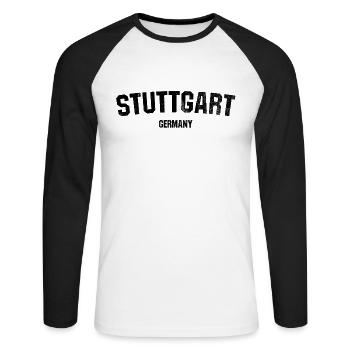 Stuttgart - T-shirt baseball manches longues Homme - blanc/noir - Devant - Nik (191cm)