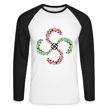 Croix du Pays Basque - T-shirt baseball manches longues Homme - blanc/noir - Devant - Nik (191cm)