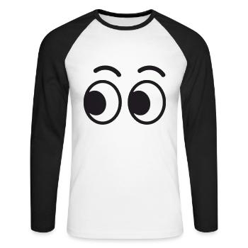 Eyes Funny Funny Gift Idea - Unisex Long Sleeve Baseball T-Shirt - white/black - Front - Nik (191cm)