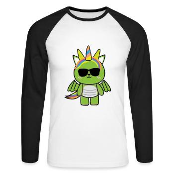 Kleiner Drache Motiv Baby Mädchen Süßer Grün cool - Unisex Baseballshirt langarm - Weiß/Schwarz - Vorne - Nik (191cm)