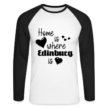 La maison est l’endroit où se trouve Édimbourg - T-shirt baseball manches longues Homme - blanc/noir - Devant - Nik (191cm)